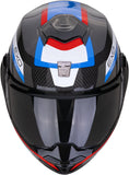 Klapphelm Für Motorrad Scorpion Exo Exo-Tech Evo Carbon Carbon Fiber Schwarz Blau Rot Cosy Grösse L