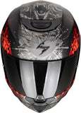 Integralhelm Für Motorrad Scorpion Exo Exo-391 Polycarbonate Mattschwarz Silber Rot Wolf Grösse Xs
