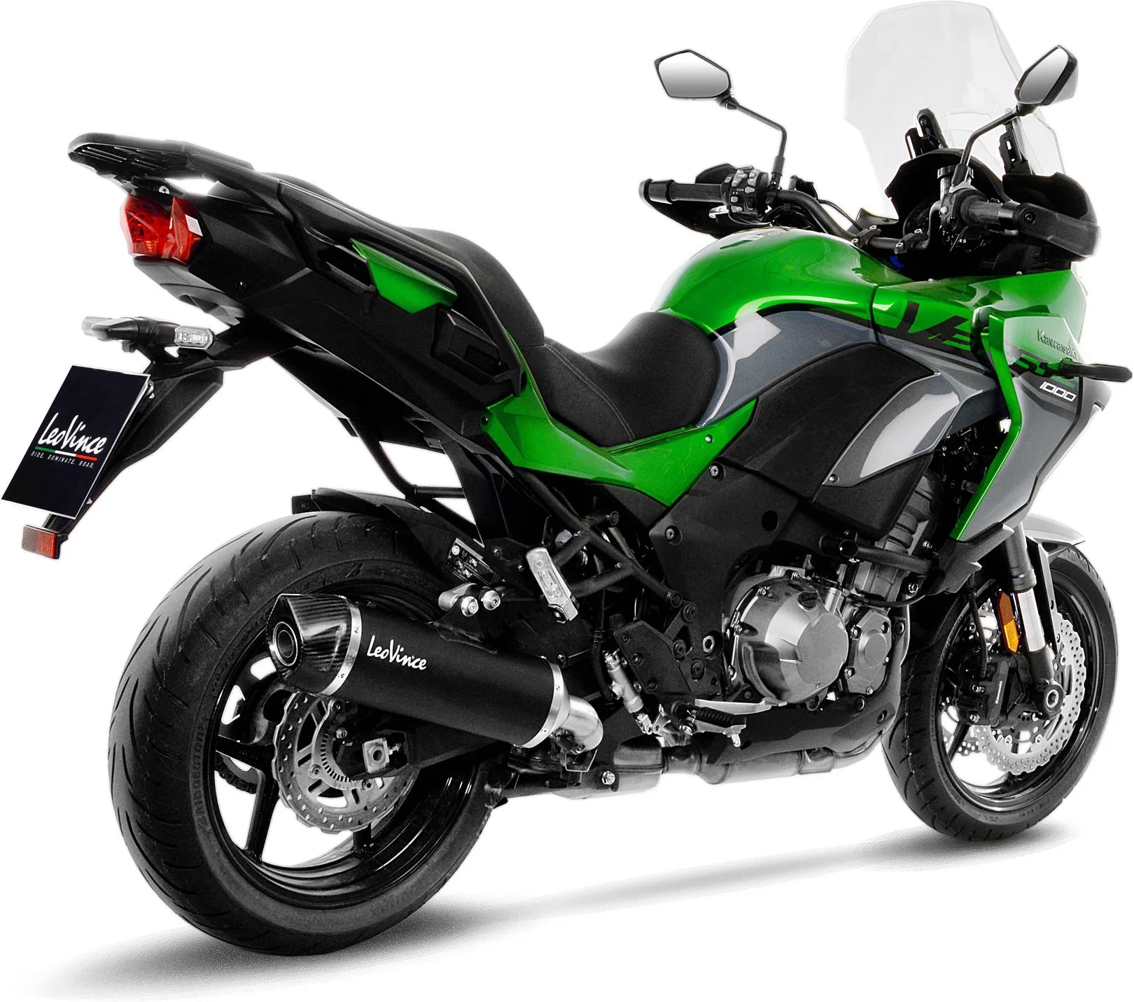 Auspuffendstück Mit Geräuschzulassung Nero Edelstahl Endkappe Carbon Fiber - Leovince Kompatibel Mit Kawasaki Versys 1000 (2019-2024)
