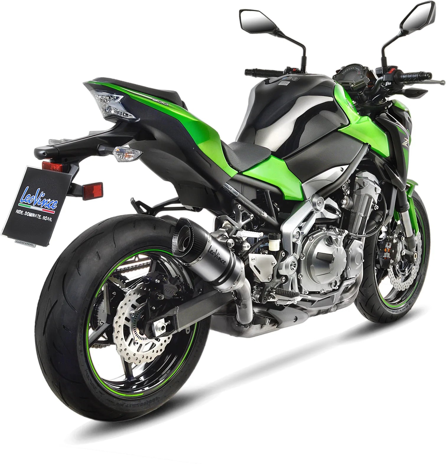 Auspuffendstück Mit Geräuschzulassung Lv Pro Edelstahl Endkappe Carbon Fiber - Leovince Kompatibel Mit Kawasaki Z 900 (2017-2019)
