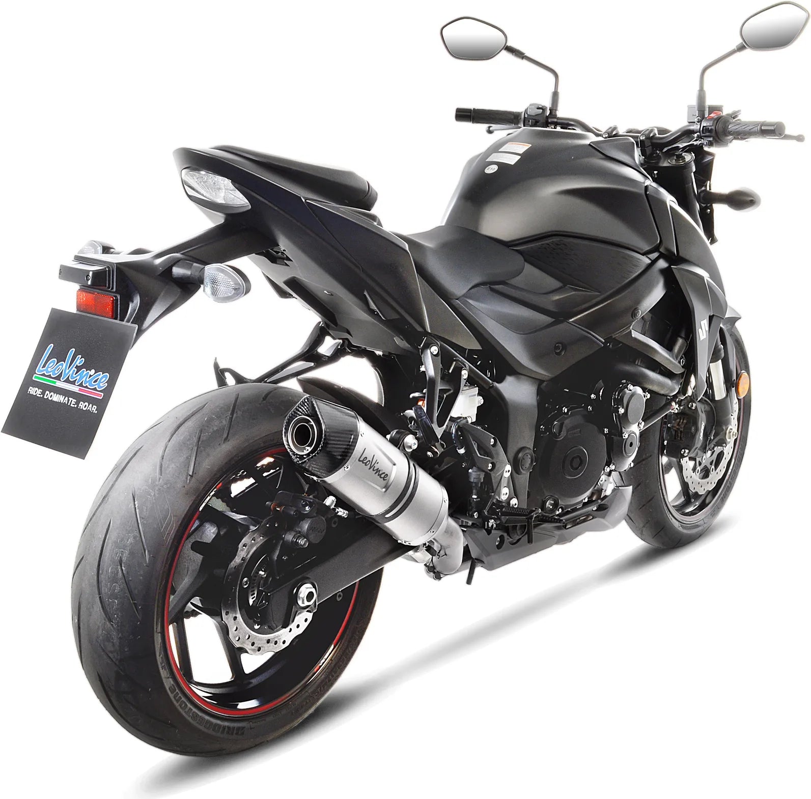 Auspuffendrohr Ohne Geräuschzulassung Lv One Evo Edelstahl Endkappe Carbon Fiber - Leovince Kompatibel Mit Suzuki Gsx-S 750 - Z Abs A2 (2019-2020)