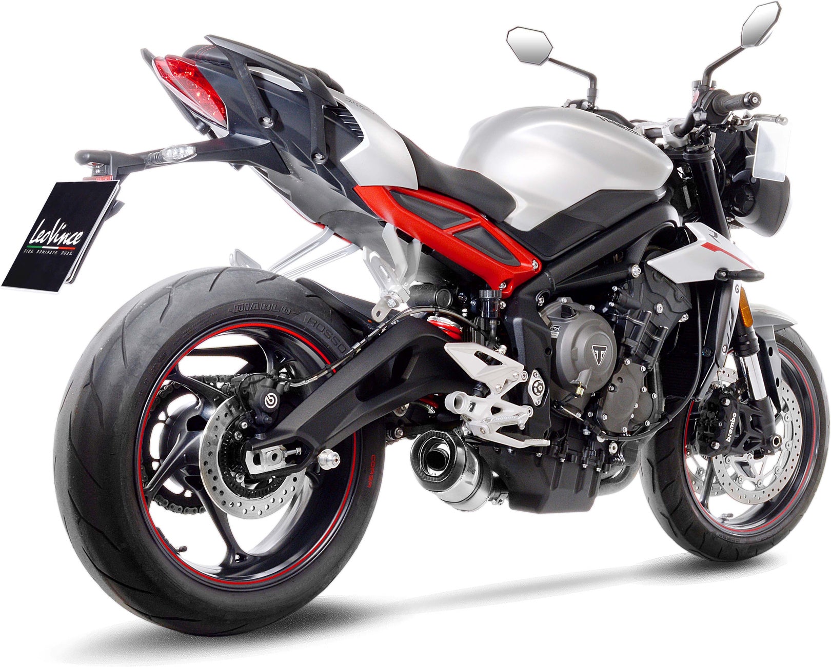 Exhaust Tip Without Sound Certification Lv One Evo Stainless Steel Carbon Fiber End Cap - Leovince Compatible With Triumph Street Triple 765 Rs (2020-2022)