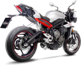 Exhaust Tip Without Sound Certification Lv One Evo Stainless Steel Carbon Fiber End Cap - Leovince Compatible With Triumph Street Triple 765 Rs (2020-2022)