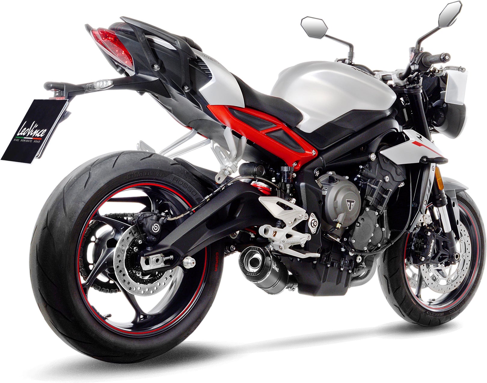 Exhaust Tip Without Sound Certification Lv One Evo Carbon Fiber Carbon Fiber End Cap - Leovince Compatible With Triumph Street Triple 765 S - R Lrh (2017-2019)