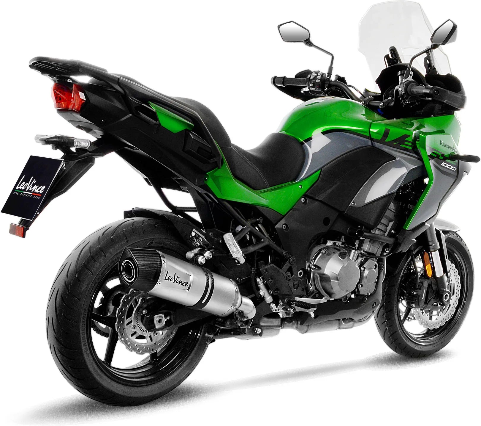 Auspuffendrohr Ohne Geräuschzulassung Lv One Evo Edelstahl Endkappe Carbon Fiber - Leovince Kompatibel Mit Kawasaki Versys 1000 (2019-2024)