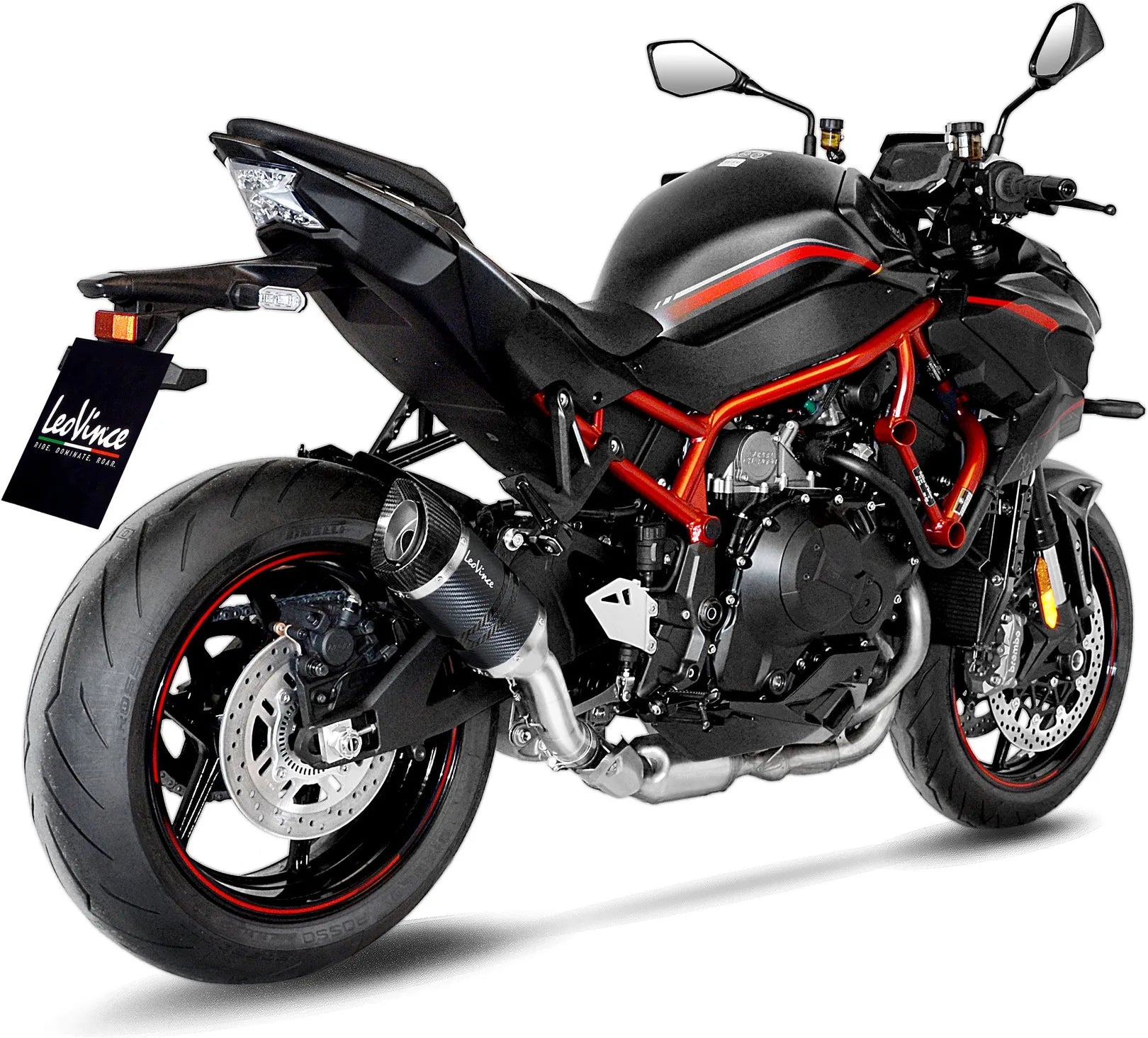 Auspuffendrohr Ohne Geräuschzulassung Lv Pro Carbon Fiber Endkappe Carbon Fiber - Leovince Kompatibel Mit Kawasaki Z H2 1000 (2020-2024)