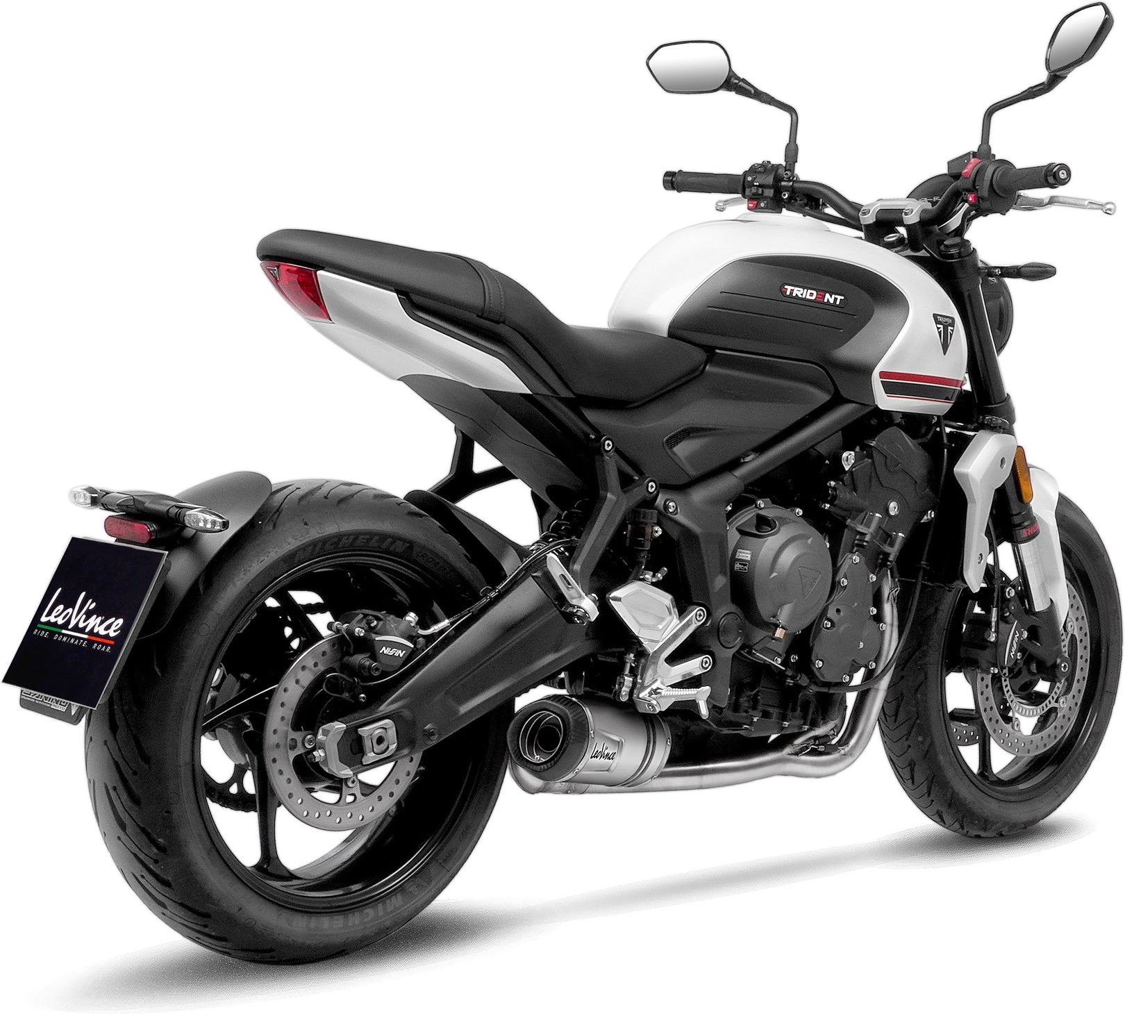Complete Catalytic Exhaust System With Sound Certification Lv One Evo Stainless Steel Carbon Fiber End Cap - Leovince Compatible With Triumph Trident 660 (2021-2024)