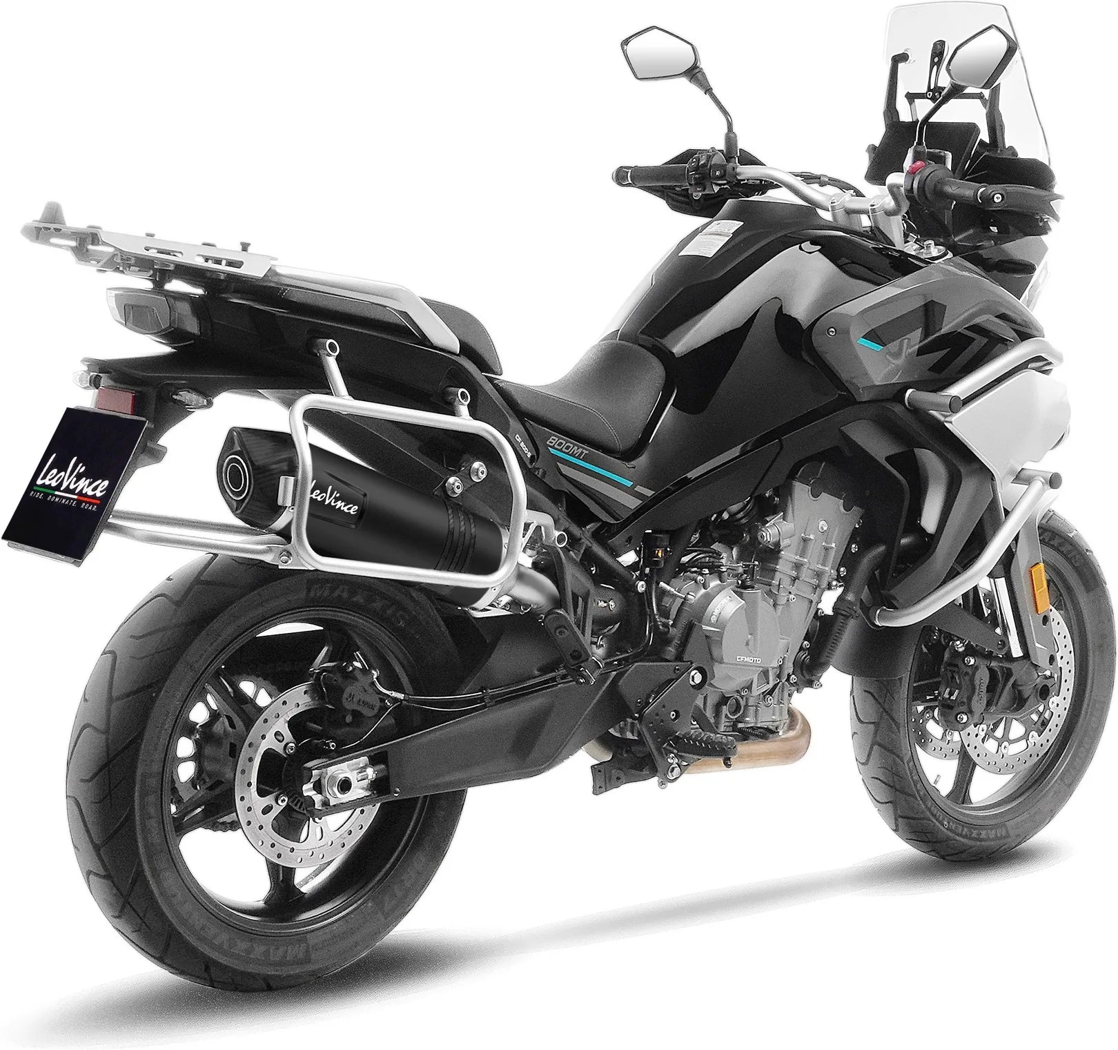 Auspuffendstück Mit Geräuschzulassung Lv One Evo Edelstahl Schwarz Endkappe Carbon Fiber - Leovince Kompatibel Mit Cfmoto 800 Mt Explore (2025-2026)