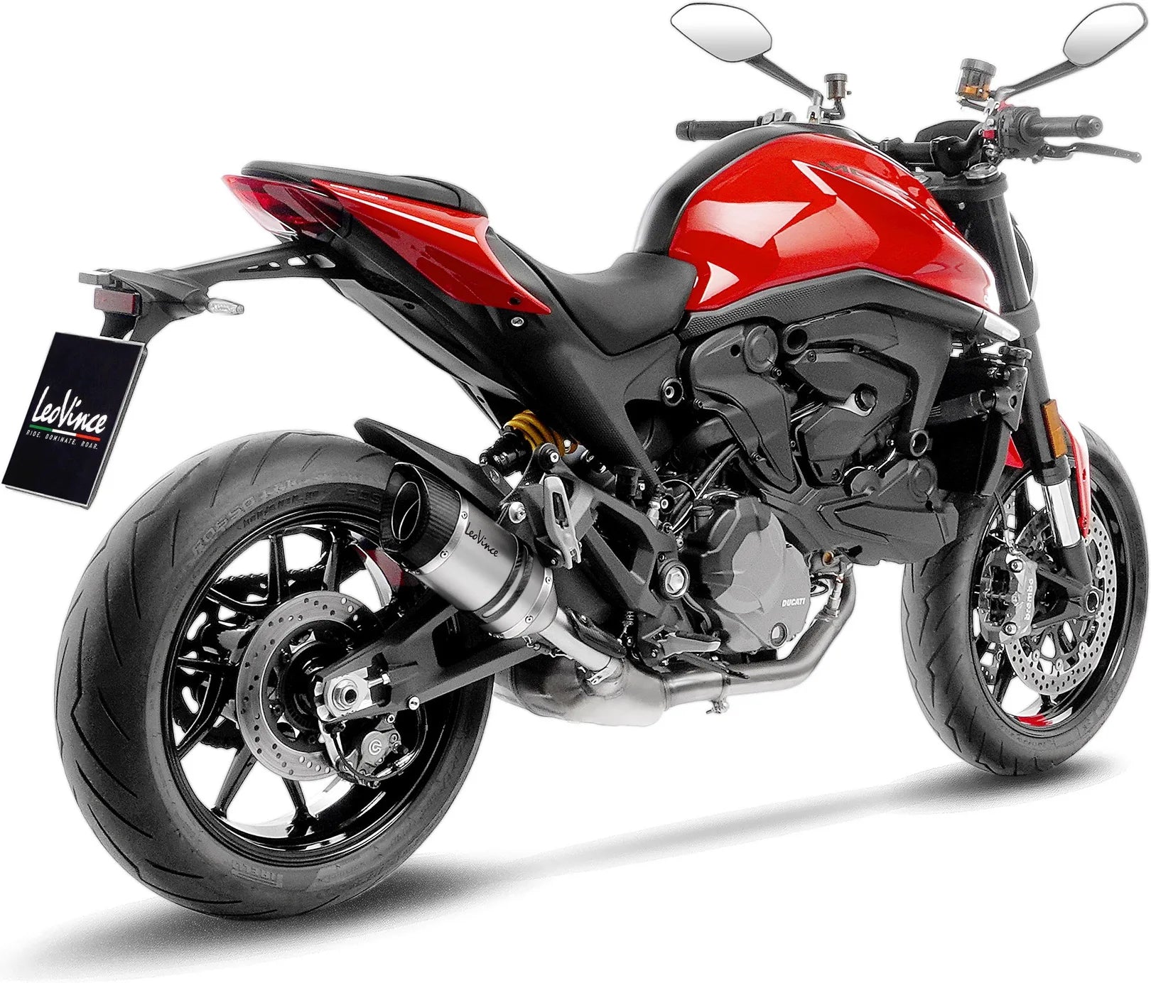 Auspuffendstück Mit Geräuschzulassung Lv Pro Edelstahl Endkappe Carbon Fiber - Leovince Kompatibel Mit Ducati Monster 937 (2021-2024)