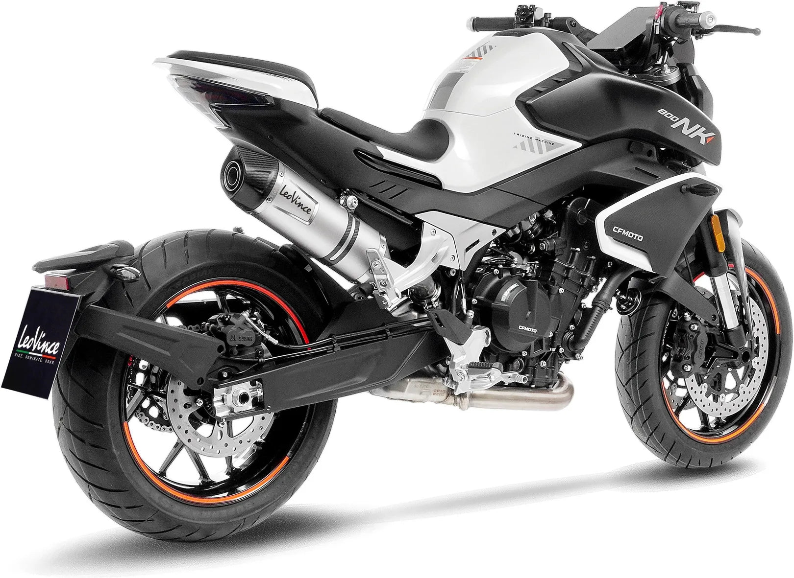 Auspuffendrohr Ohne Geräuschzulassung Lv One Evo Edelstahl Endkappe Carbon Fiber - Leovince Kompatibel Mit Cfmoto 800 Nk Sport (2023-2024)