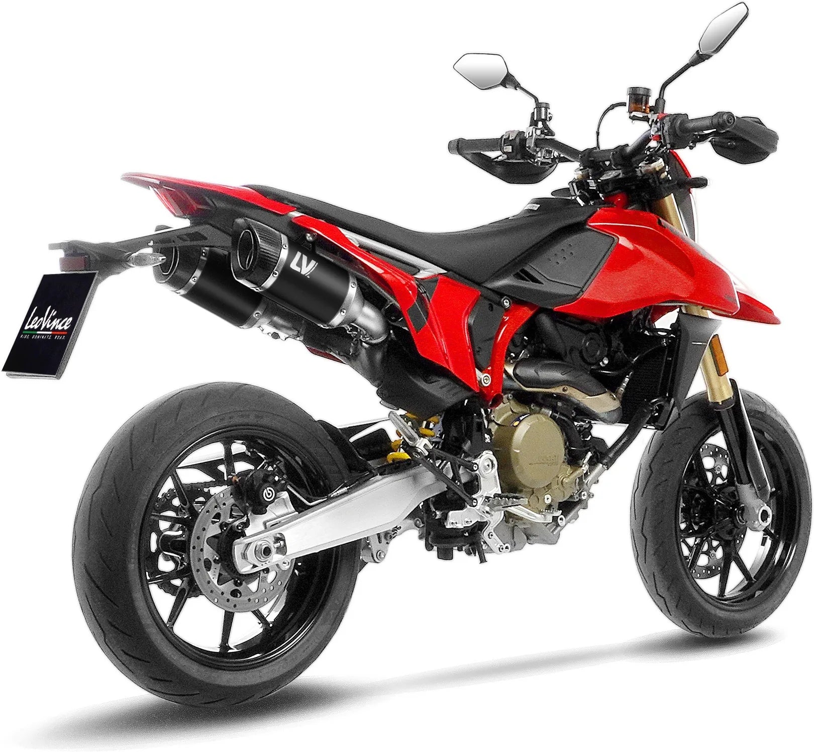 Doppelauspuffanlage Ohne Geräuschzulassung Lv Pro Edelstahl Schwarz Endkappe Carbon Fiber - Leovince Kompatibel Mit Ducati Hypermotard 698 Mono (2024-2026)