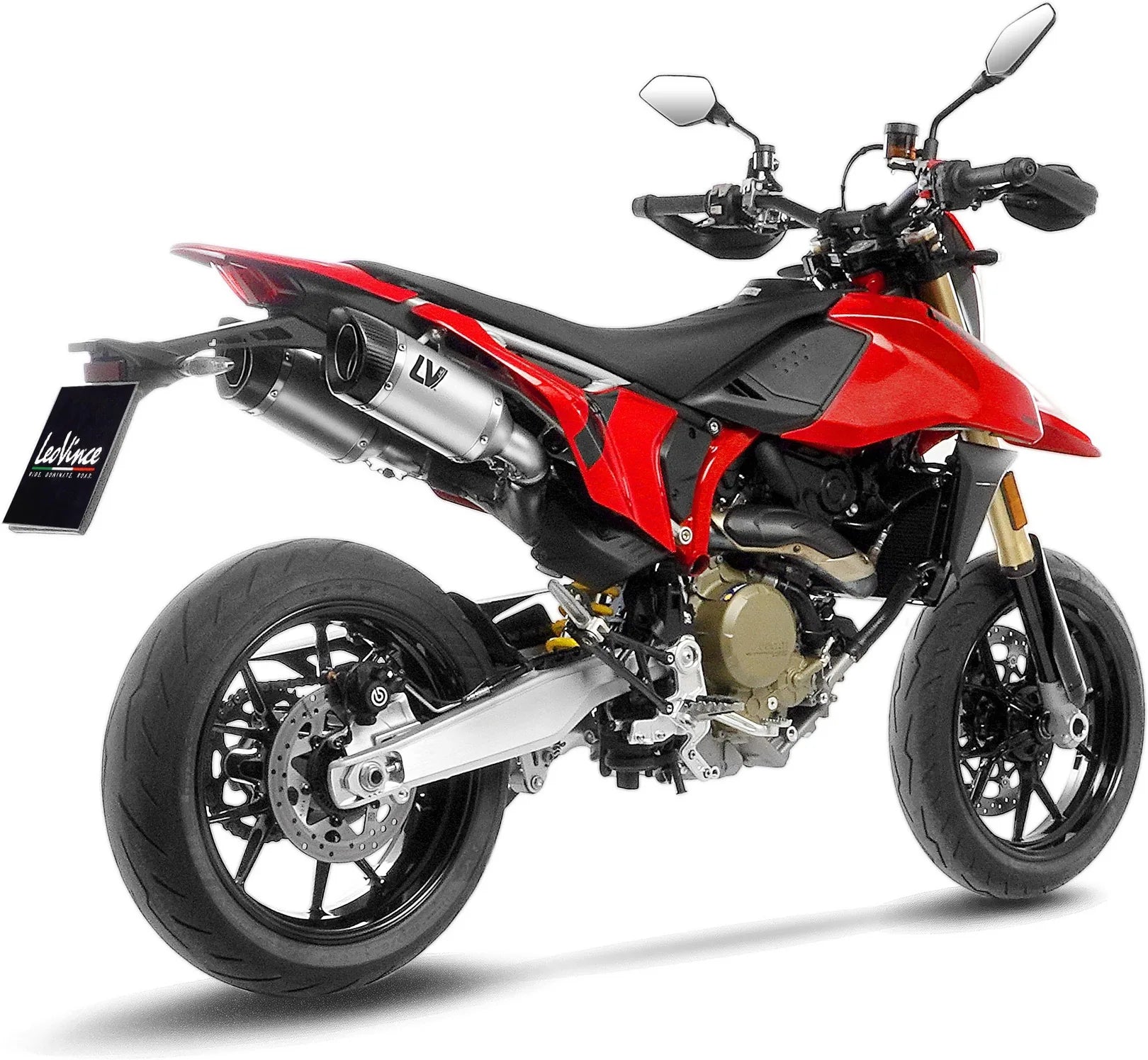 Doppelauspuffanlage Ohne Geräuschzulassung Lv Pro Edelstahl Endkappe Carbon Fiber - Leovince Kompatibel Mit Ducati Hypermotard 698 Mono (2024-2026)