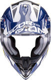 Offroad-Helm Für Motorrad Scorpion Exo Vx-16 Evo Air Polycarbonate Weiß Blau Gelb Analog Grösse L