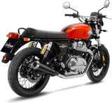 Doppelauspuffanlage Ohne Geräuschzulassung Classic Racer Edelstahl Schwarz Endkappe Edelstahl - Leovince Kompatibel Mit Royal Enfield Interceptor 650 (2019-2026)