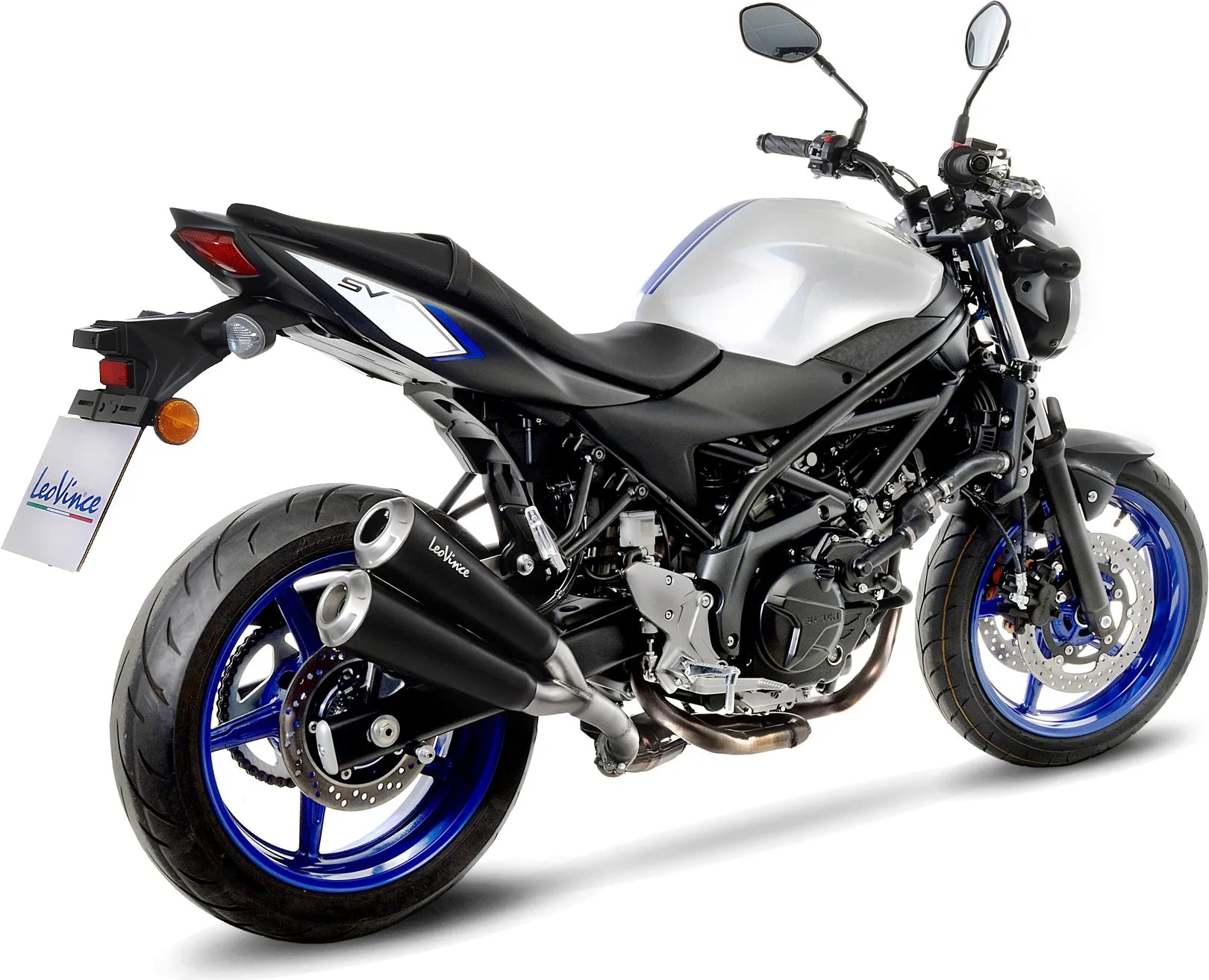 Auspuffendrohr Ohne Geräuschzulassung Gp Duals Edelstahl Endkappe Edelstahl - Leovince Kompatibel Mit Suzuki Sv 650 X (2018-2023)
