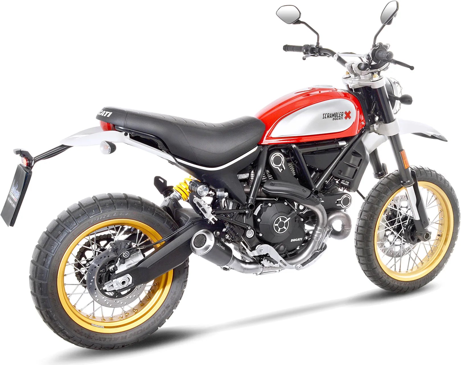 Auspuffendrohr Ohne Geräuschzulassung Lv-10 Edelstahl Schwarz Endkappe Edelstahl - Leovince Kompatibel Mit Ducati Scrambler 800 Desert Sled (2017-2020)
