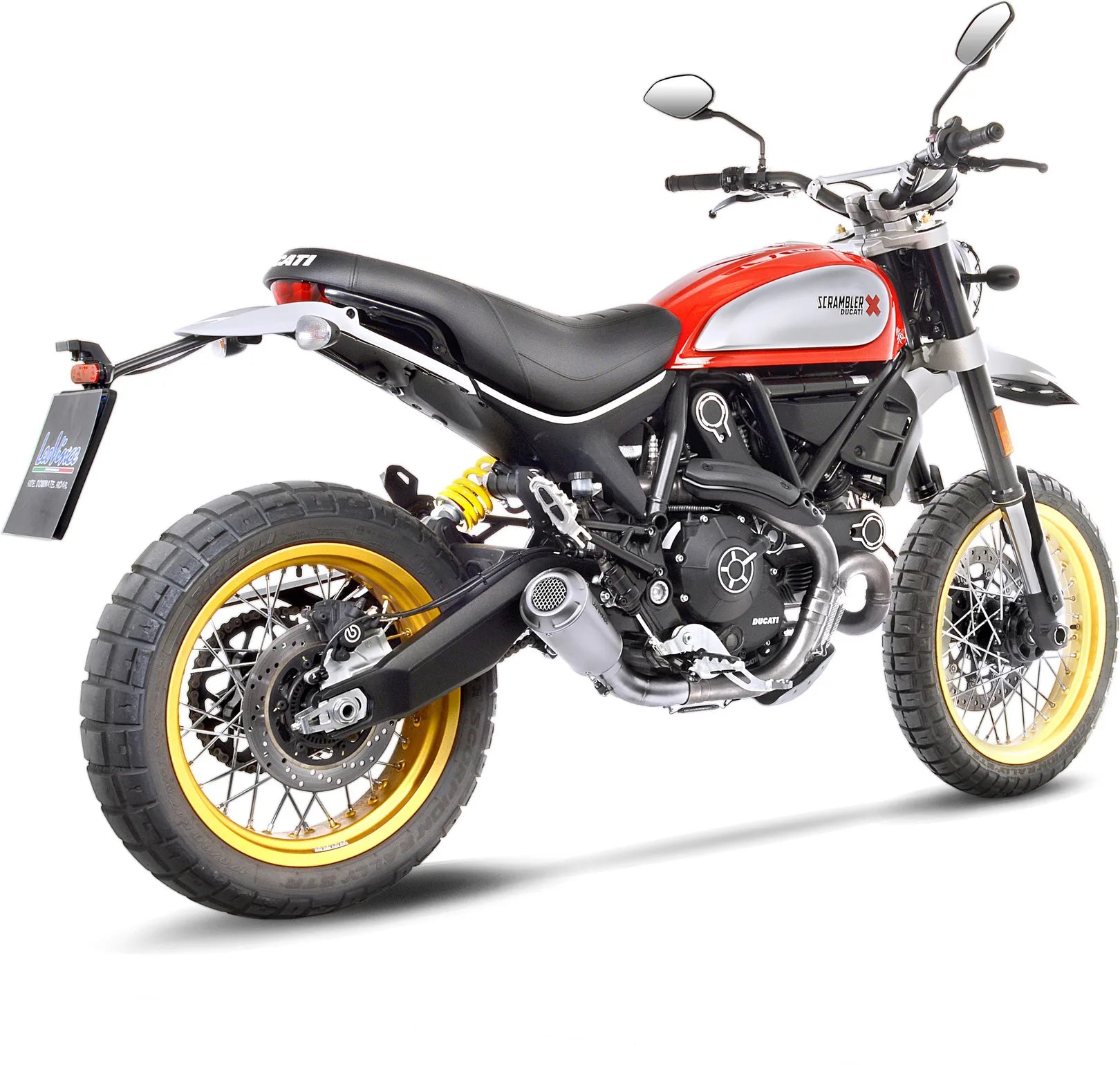 Auspuffendrohr Ohne Geräuschzulassung Lv-10 Edelstahl Endkappe Edelstahl - Leovince Kompatibel Mit Ducati Scrambler 800 Desert Sled (2017-2020)