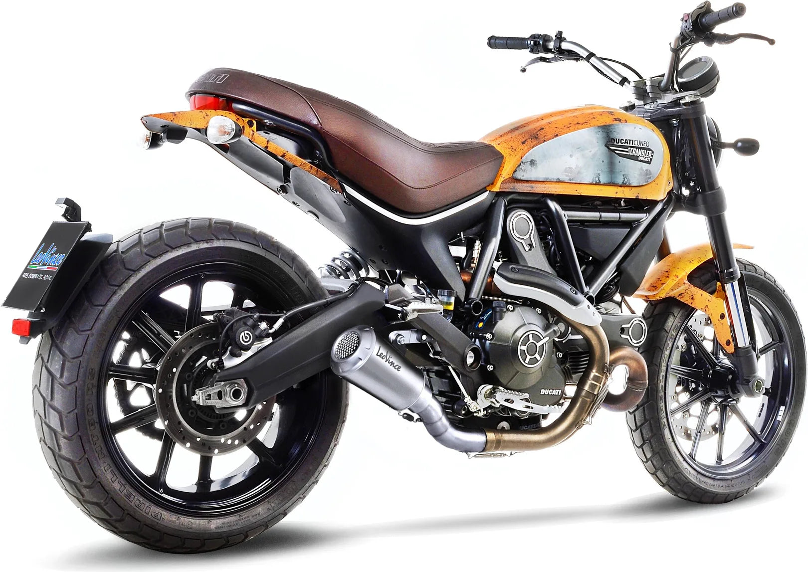Auspuffendrohr Ohne Geräuschzulassung Lv-10 Edelstahl Endkappe Edelstahl - Leovince Kompatibel Mit Ducati Scrambler 800 Icon (2015-2016)