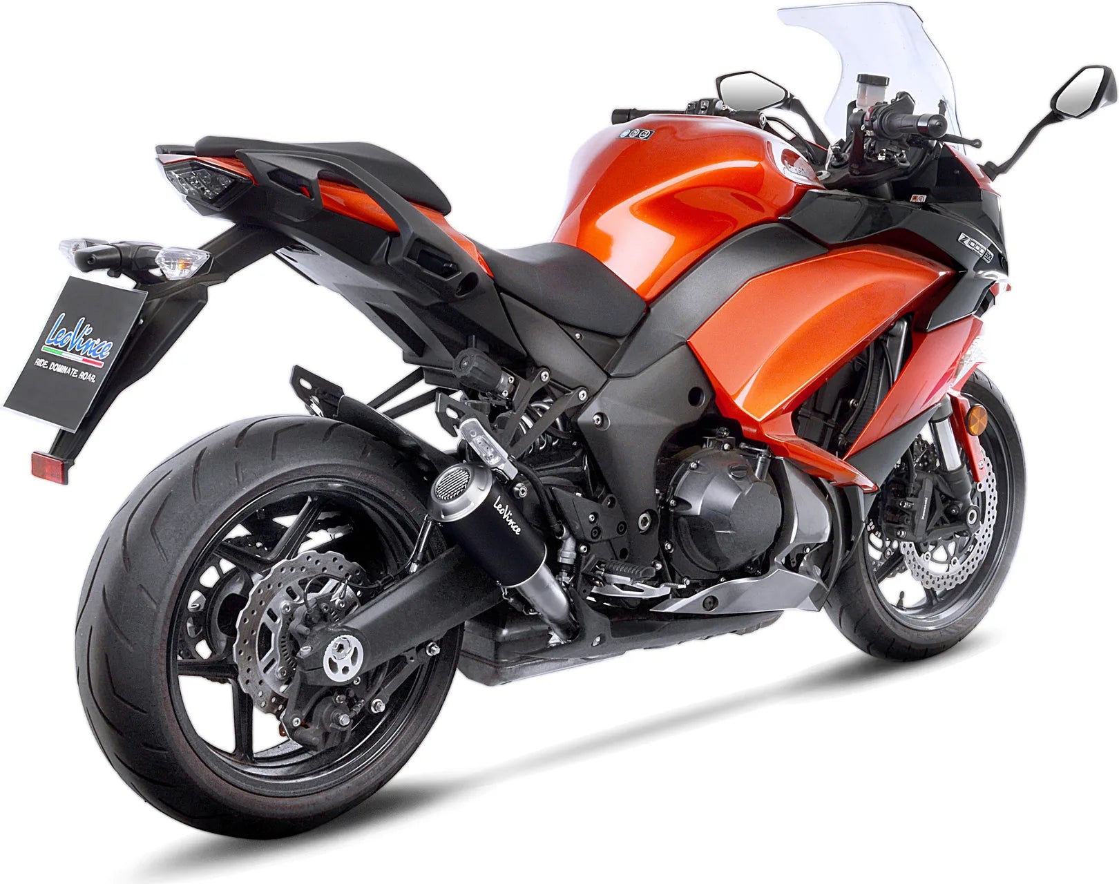 Doppelauspuffanlage Mit Geräuschzulassung Lv-10 Edelstahl Schwarz Endkappe Edelstahl - Leovince Kompatibel Mit Kawasaki Z 1000 (2017-2020)