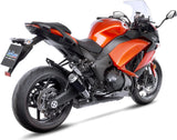 Doppelauspuffanlage Mit Geräuschzulassung Lv-10 Edelstahl Schwarz Endkappe Edelstahl - Leovince Kompatibel Mit Kawasaki Z 1000 Sx (2017-2020)