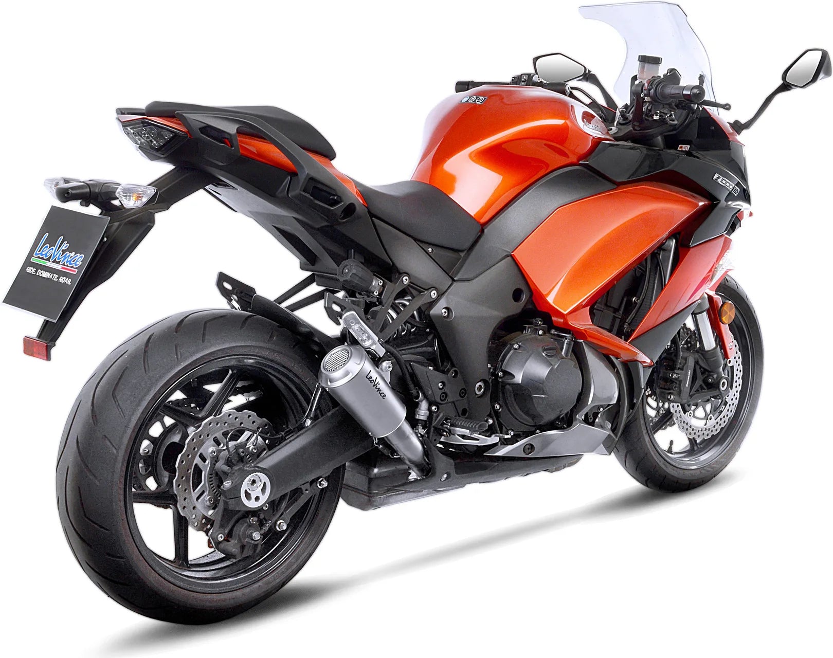 Doppelauspuffanlage Mit Geräuschzulassung Lv-10 Edelstahl Endkappe Edelstahl - Leovince Kompatibel Mit Kawasaki Z 1000 (2017-2020)