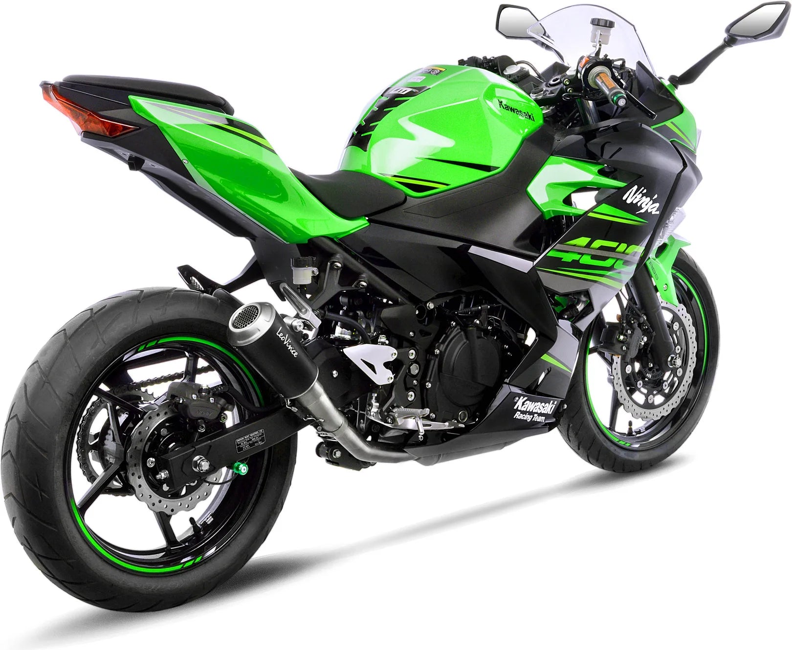 Auspuffendrohr Ohne Geräuschzulassung Lv-10 Edelstahl Schwarz Endkappe Edelstahl - Leovince Kompatibel Mit Kawasaki Ninja 400 (2022-2023)