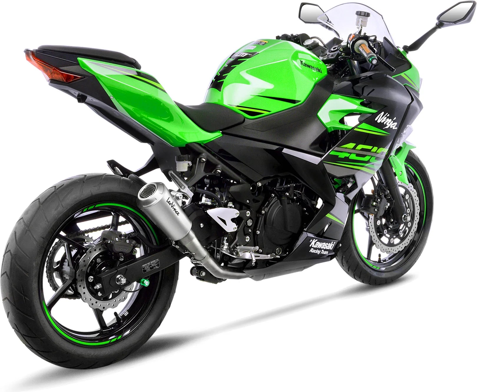 Auspuffendrohr Ohne Geräuschzulassung Lv-10 Edelstahl Endkappe Edelstahl - Leovince Kompatibel Mit Kawasaki Z 400 (2019-2021)