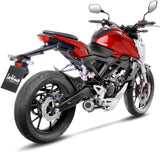 Komplette Auspuffanlage Ohne Katalysator Und Ohne Geräuschzulassung Lv-10 Edelstahl Schwarz Endkappe Edelstahl - Leovince Kompatibel Mit Honda Cb 125 R Neo Sports Café (2018-2020)