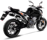 Dual Exhaust System Without Sound Certification Lv-10 Steel Black Stainless Steel End Cap - Leovince Compatible With Ktm 890 Duke - L A2 - R (2020-2023)