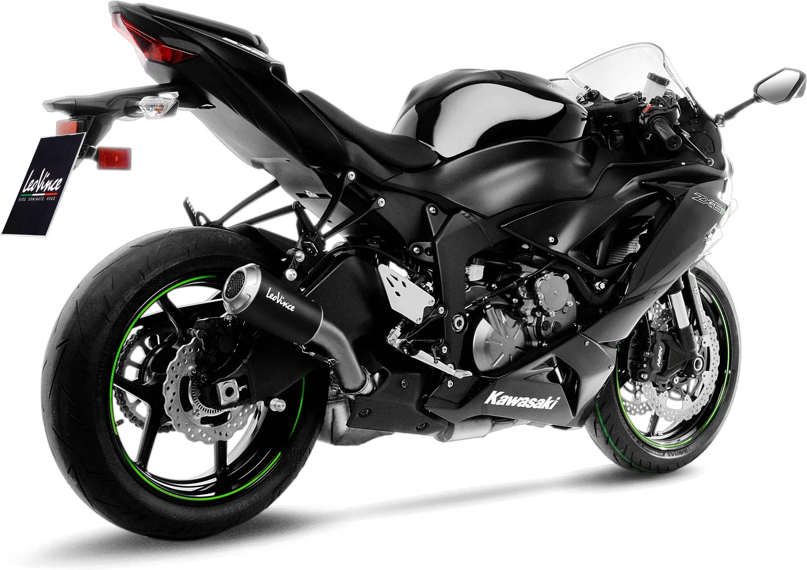 Auspuffendrohr Ohne Geräuschzulassung Lv-10 Edelstahl Schwarz Endkappe Edelstahl - Leovince Kompatibel Mit Kawasaki Zx 6R Ninja (2024-2026)
