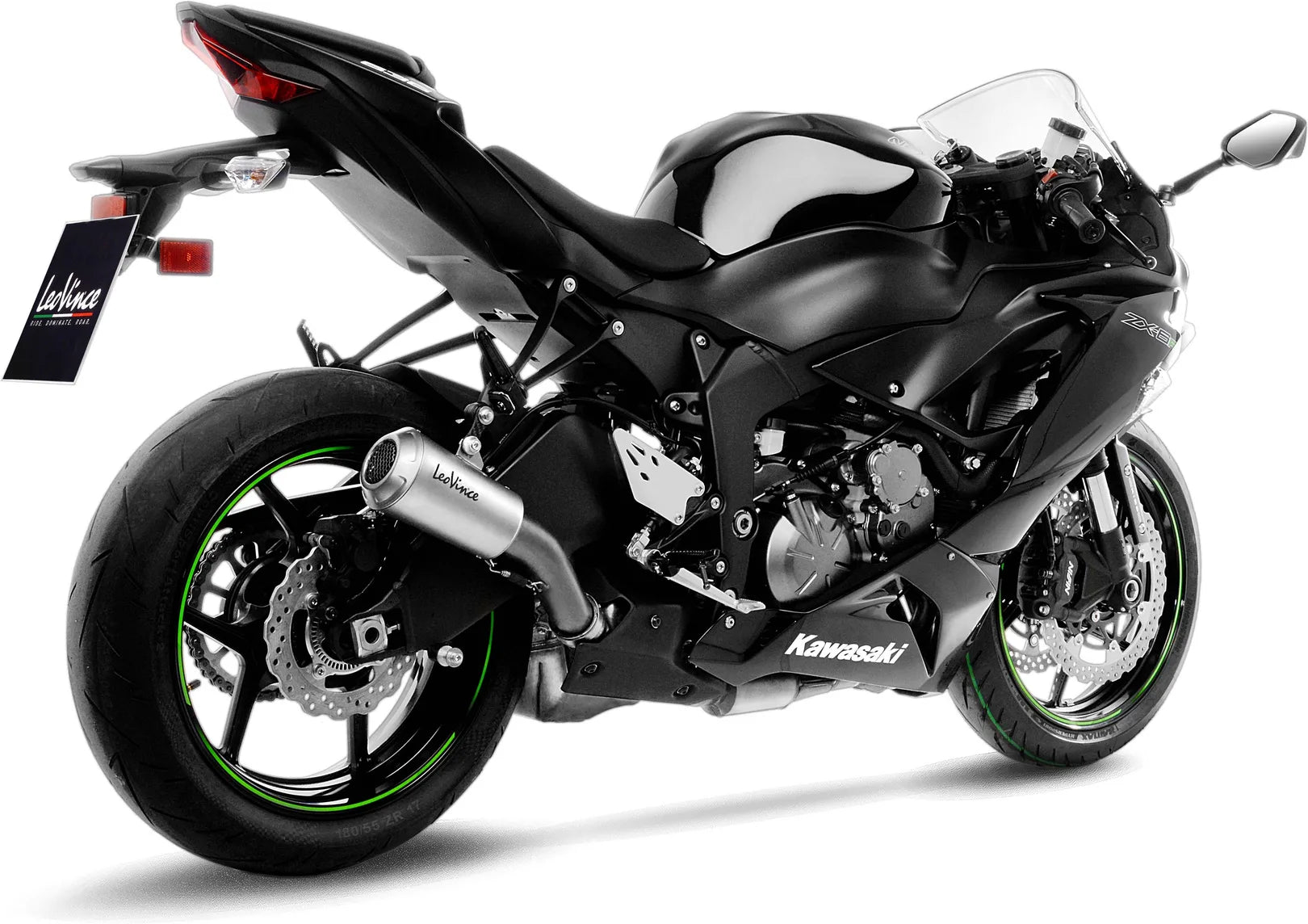 Auspuffendrohr Ohne Geräuschzulassung Lv-10 Edelstahl Endkappe Edelstahl - Leovince Kompatibel Mit Kawasaki Zx 6R Ninja (2013-2016)