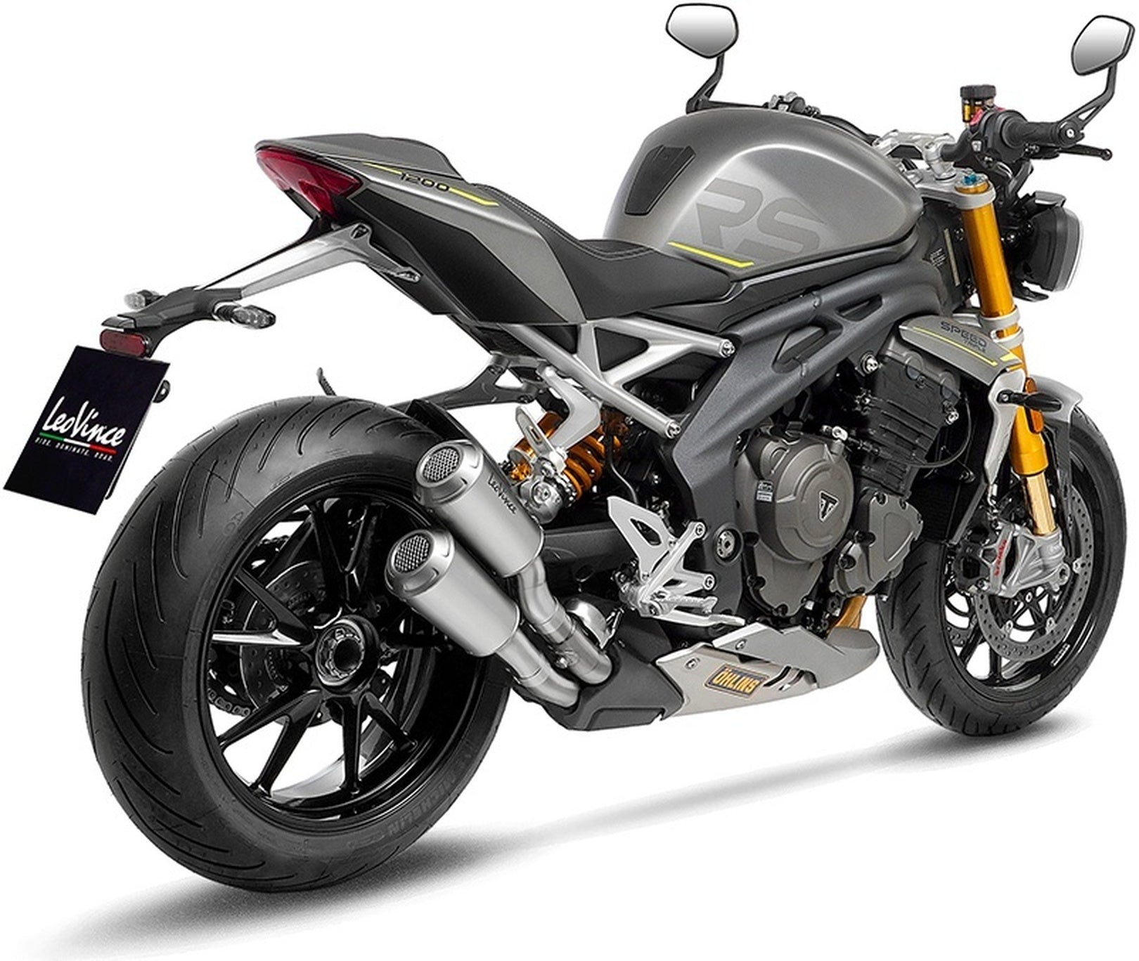 Dual Exhaust System With Sound Certification Lv-10 Stainless Steel Stainless Steel End Cap - Leovince Compatible With Triumph Speed Triple 1200 Rr - Rs (2021-2024)