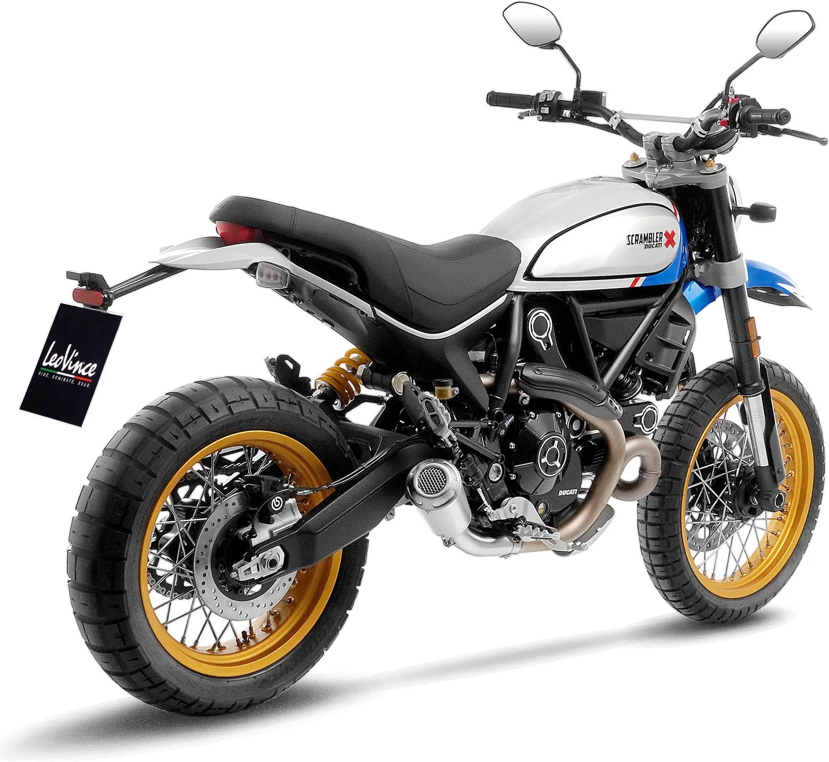 Auspuffendrohr Ohne Geräuschzulassung Lv-10 Edelstahl Endkappe Edelstahl - Leovince Kompatibel Mit Ducati Scrambler 800 Desert Sled (2021-2022)