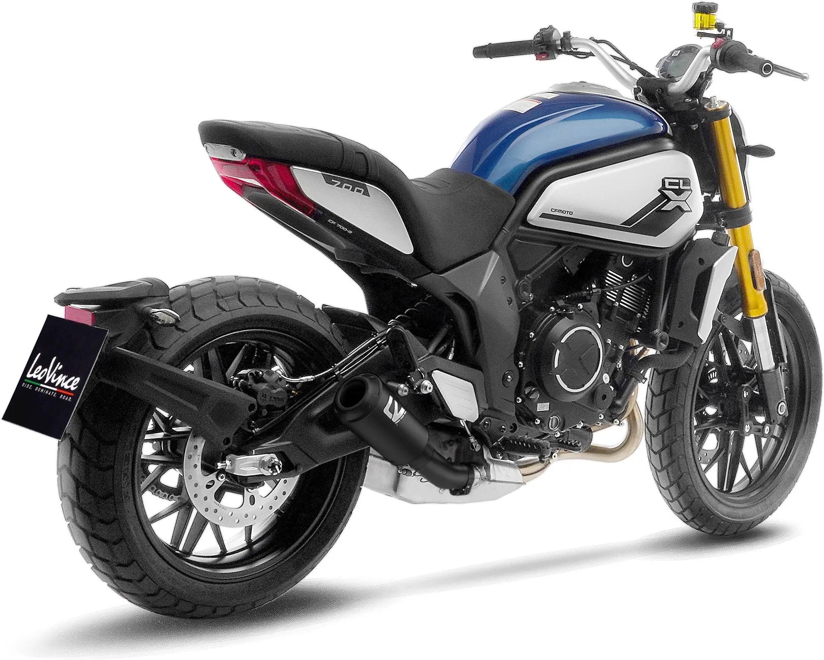 Auspuffendstück Mit Geräuschzulassung Lv-10 Edelstahl Full Schwarz Endkappe Edelstahl Schwarz - Leovince Kompatibel Mit Cfmoto 700 Cl-X Sport (2021-2023)