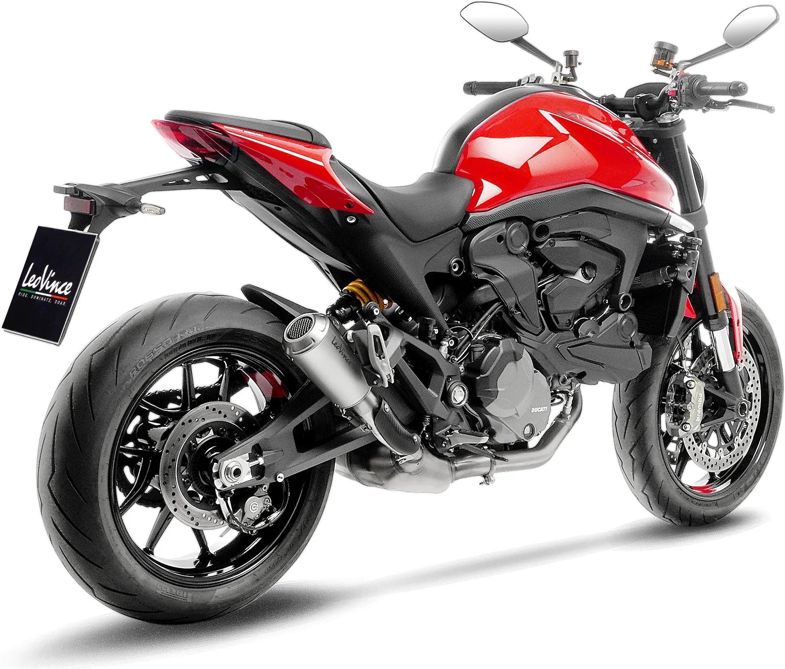 Auspuffendrohr Ohne Geräuschzulassung Lv-10 Edelstahl Endkappe Edelstahl - Leovince Kompatibel Mit Ducati Monster 937 (2021-2024)