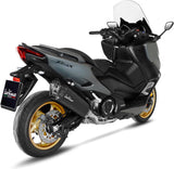 Komplette Abgasanlage Mit Katalysator Und Geräuschzulassung Lv-12 Edelstahl Schwarz Endkappe Carbon Fiber - Leovince Kompatibel Mit Yamaha Xp 560 T-Max (2020-2024)