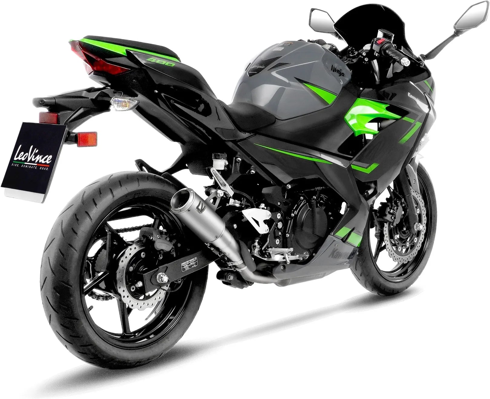 Auspuffendrohr Ohne Geräuschzulassung Lv Corsa Titan Endkappe Edelstahl - Leovince Kompatibel Mit Kawasaki Z 400 (2019-2021)
