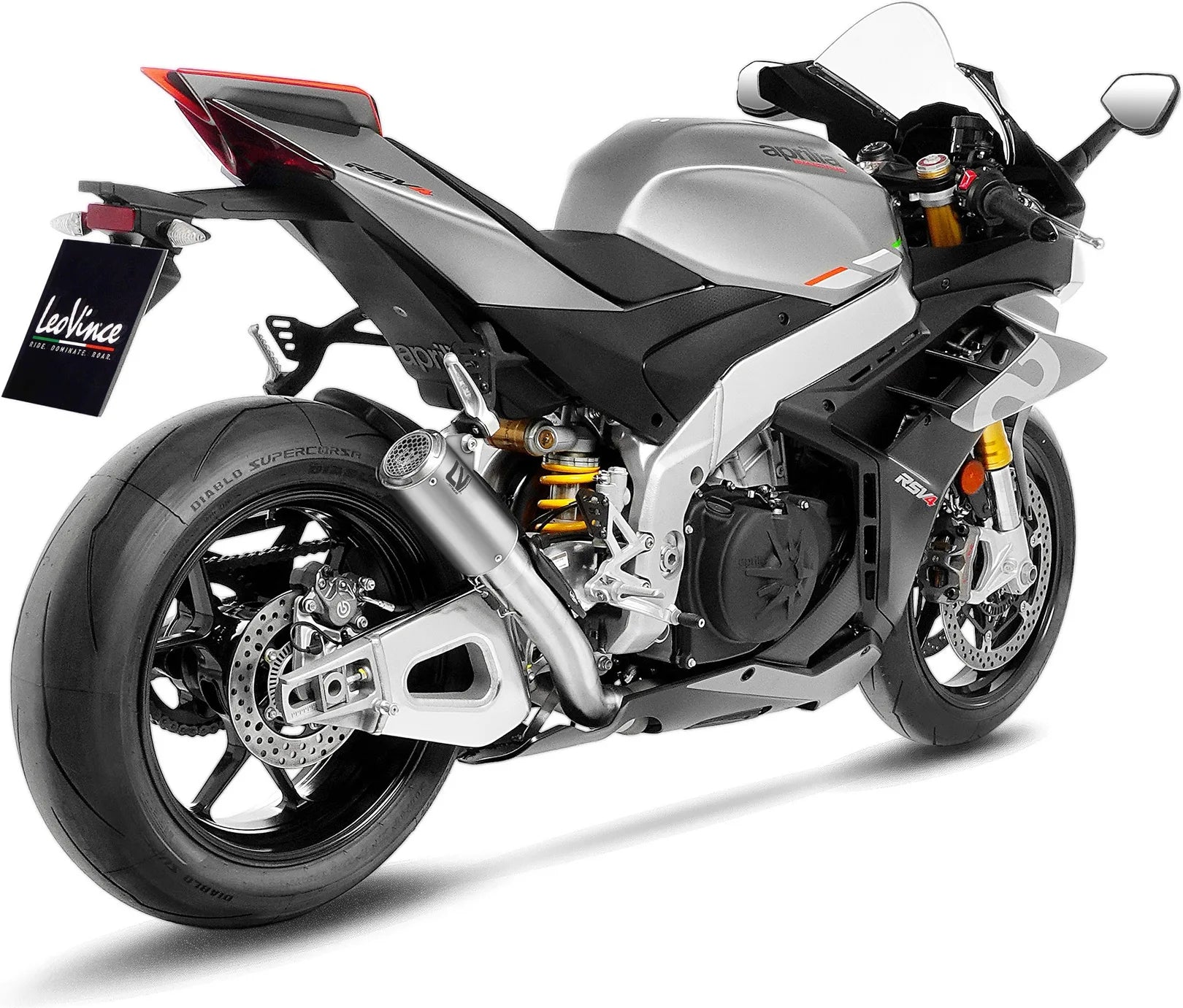 Auspuffendrohr Ohne Geräuschzulassung Lv Corsa S Titan Endkappe Edelstahl - Leovince Kompatibel Mit Aprilia Tuono V4 1100 Factory (2019-2020)