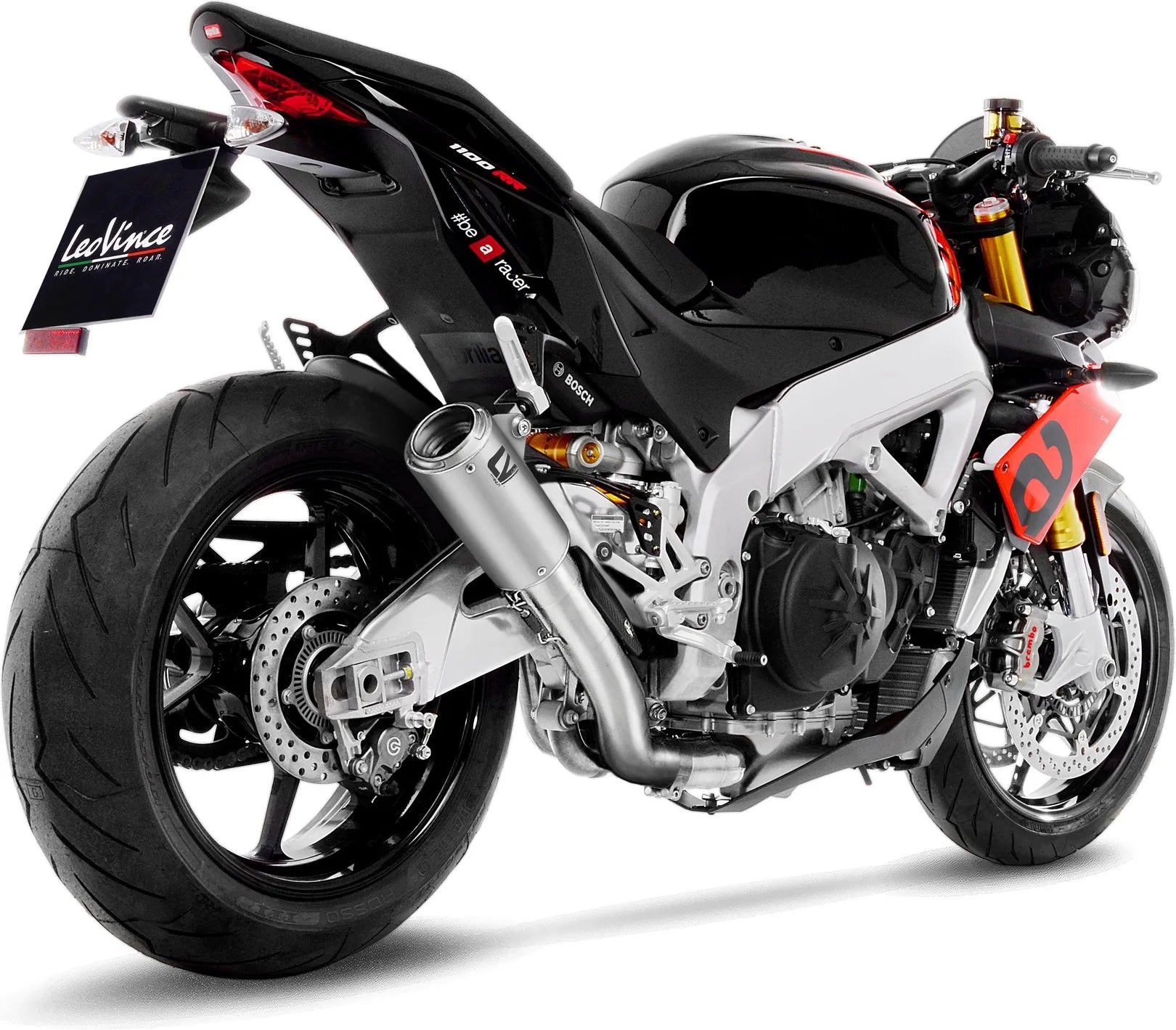 Auspuffendrohr Ohne Geräuschzulassung Lv Corsa Titan Endkappe Edelstahl - Leovince Kompatibel Mit Aprilia Tuono V4 1100 (2019-2020)