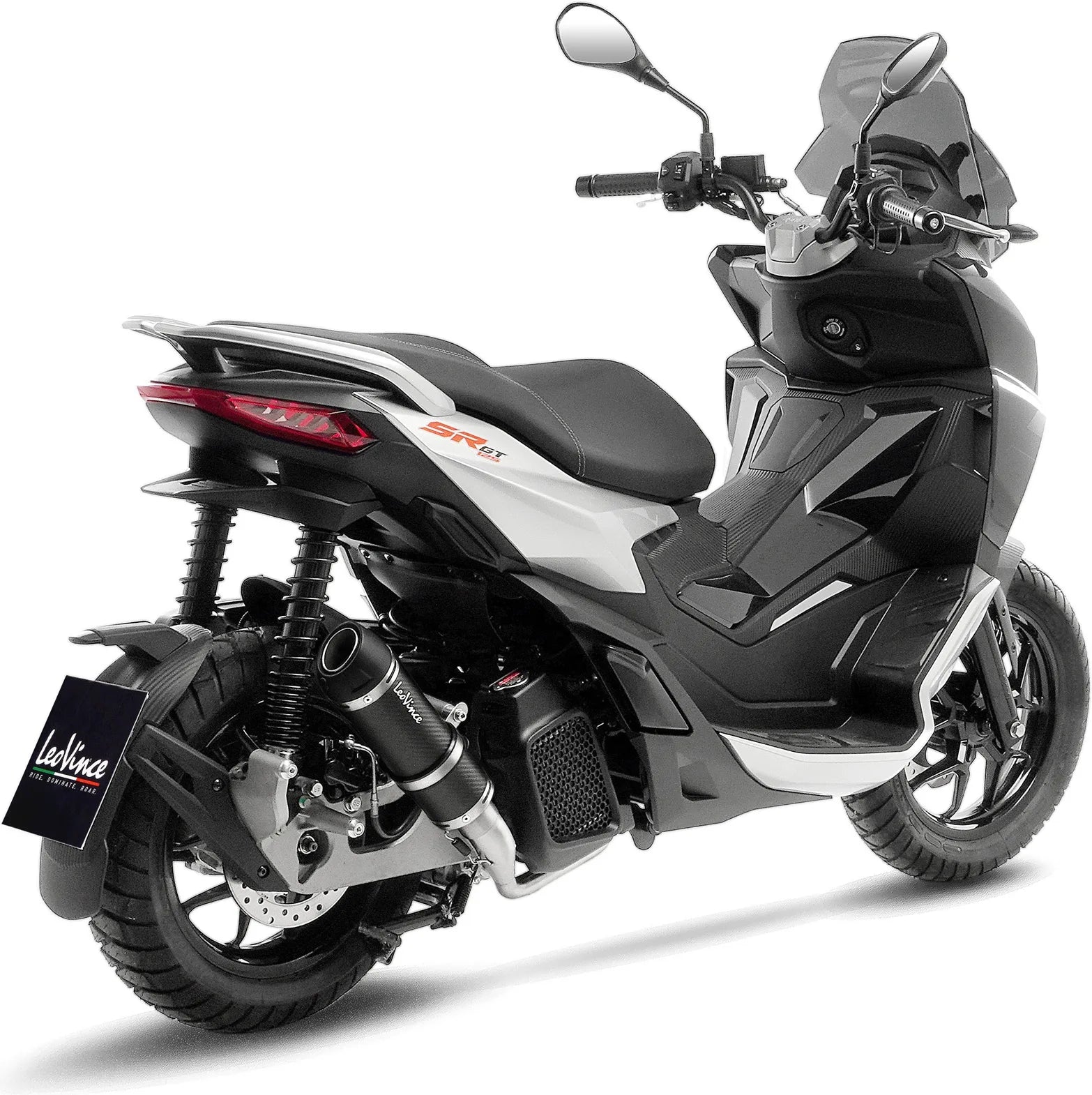 Komplette Auspuffanlage Ohne Katalysator Und Ohne Geräuschzulassung Gp Corsa Evo Carbon Fiber - Leovince Kompatibel Mit Aprilia Sr Gt 200 - Sport (2022-2024)