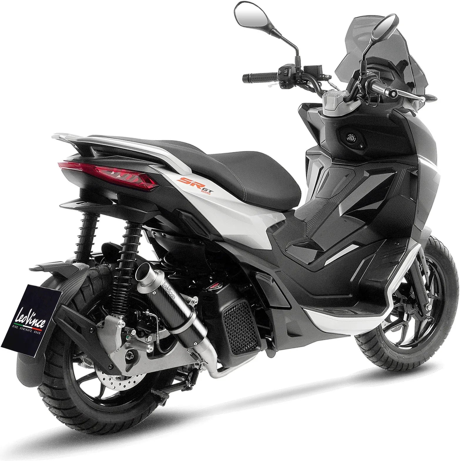 Komplette Auspuffanlage Ohne Katalysator Und Ohne Geräuschzulassung Gp Corsa Carbon Fiber - Leovince Kompatibel Mit Aprilia Sr Gt 125 - Sport (2022-2024)