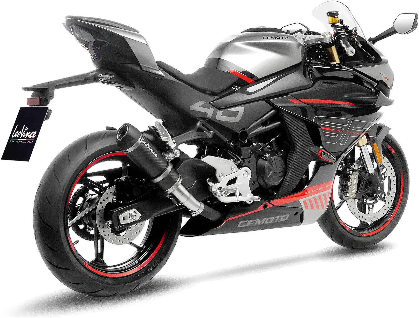 Auspuffendrohr Ohne Geräuschzulassung Gp Corsa Evo Carbon Fiber - Leovince Kompatibel Mit Cfmoto 450 Ss - Sr (2023-2024)