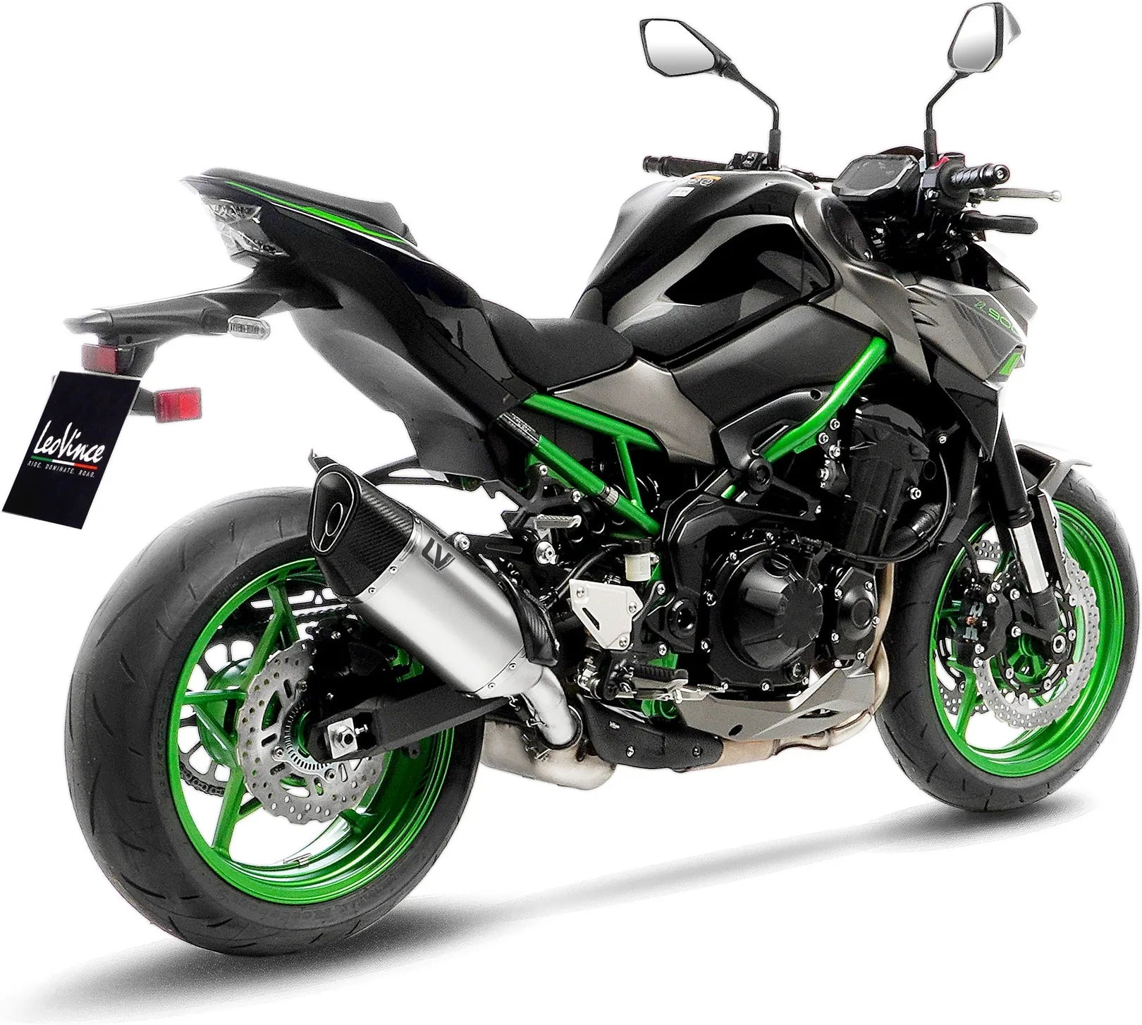 Auspuffendstück Mit Geräuschzulassung Lv-14 R Titan Endkappe Carbon Fiber - Leovince Kompatibel Mit Kawasaki Z 900 (2020-2024)
