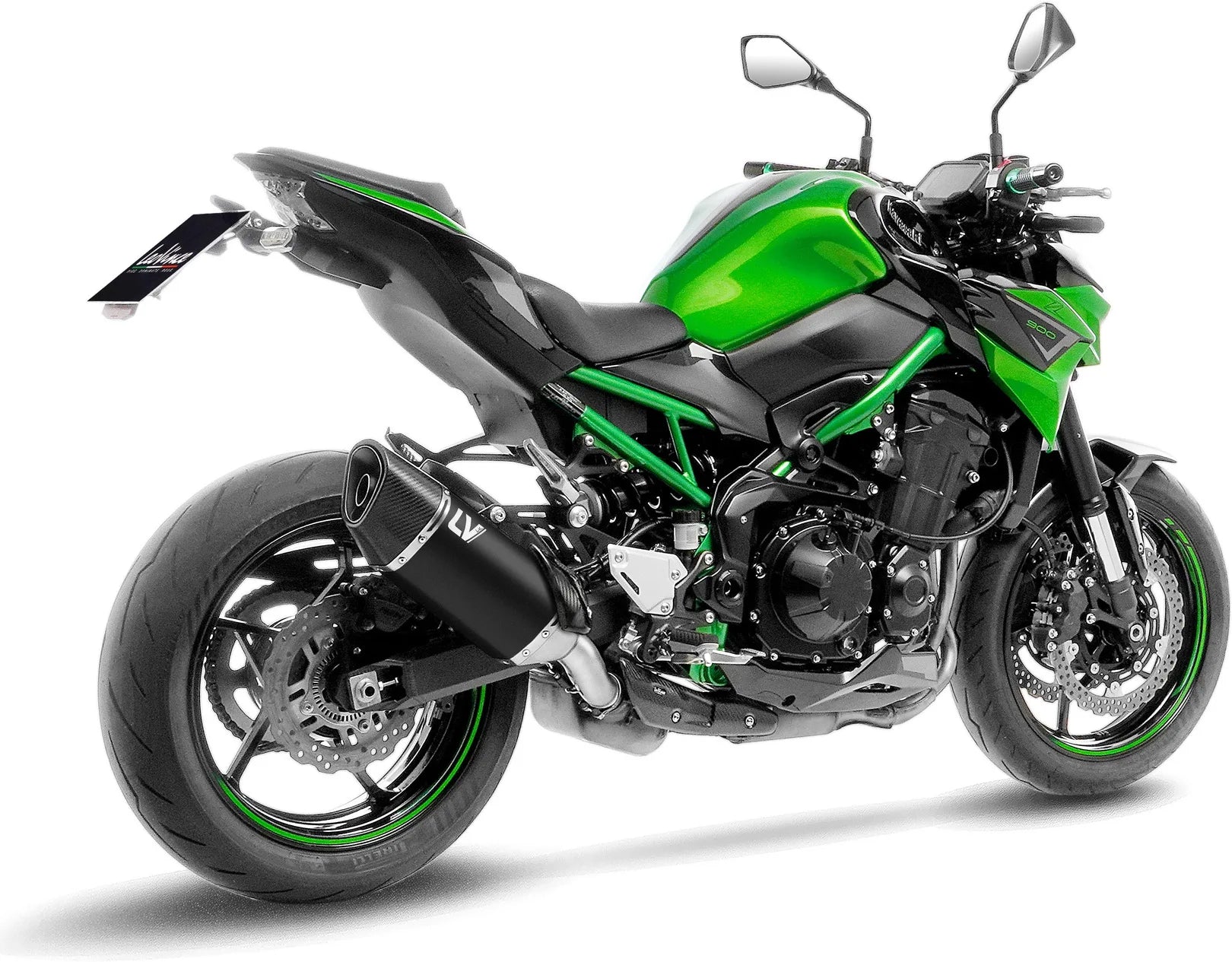 Auspuffendstück Mit Geräuschzulassung Lv-14 R Edelstahl Schwarz Endkappe Carbon Fiber - Leovince Kompatibel Mit Kawasaki Z 900 (2017-2019)