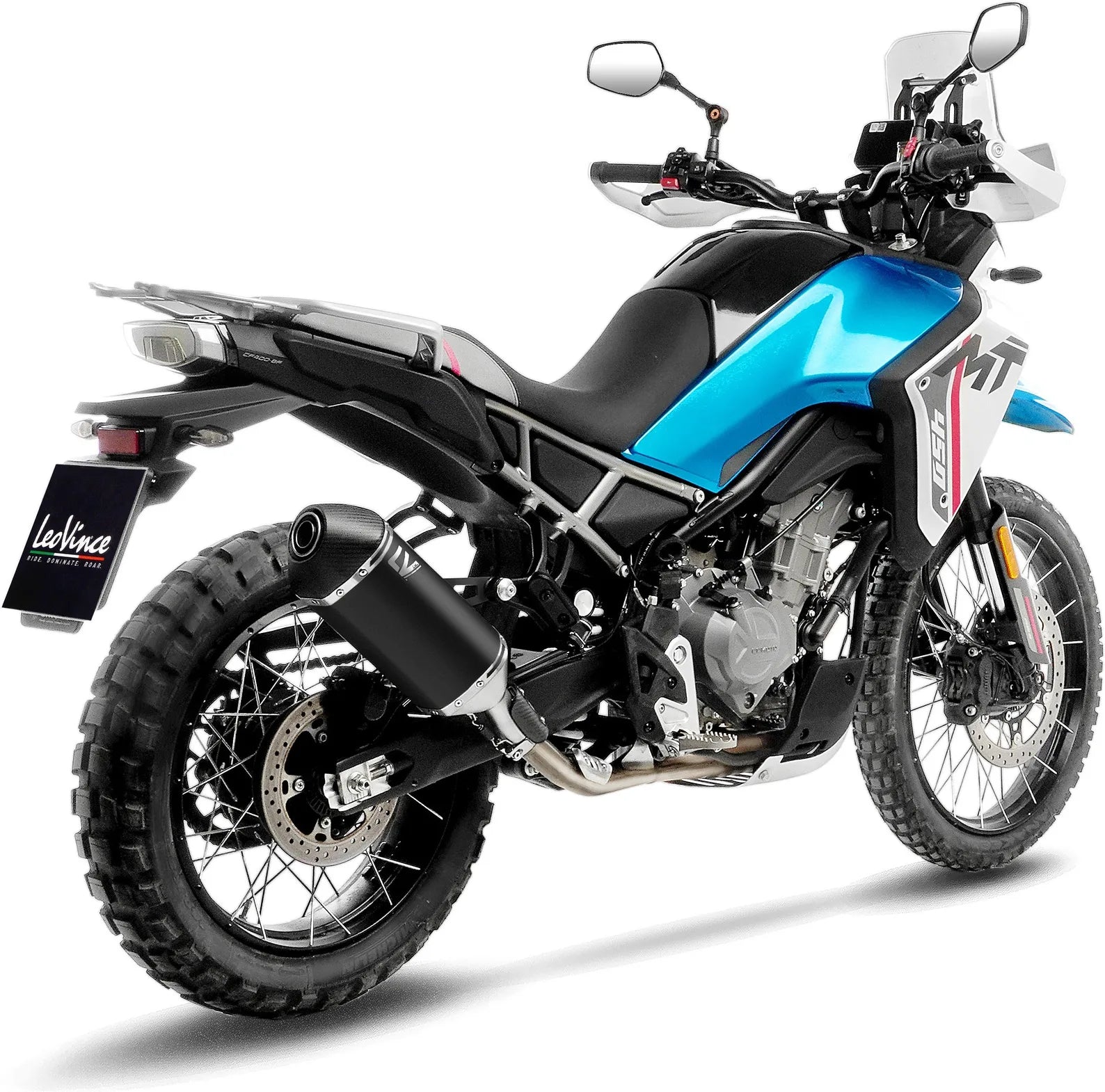 Auspuffendstück Mit Geräuschzulassung Lv-14 Edelstahl Schwarz Endkappe Carbon Fiber - Leovince Kompatibel Mit Cfmoto Ibex 450 (2024)