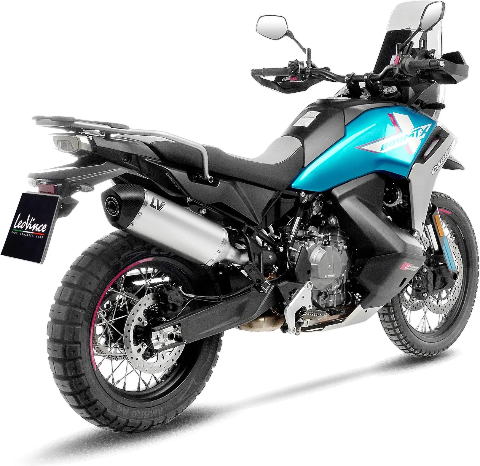 Auspuffendrohr Ohne Geräuschzulassung Lv-14 Edelstahl Endkappe Carbon Fiber - Leovince Kompatibel Mit Cfmoto Ibex 800 E (2025-2026)