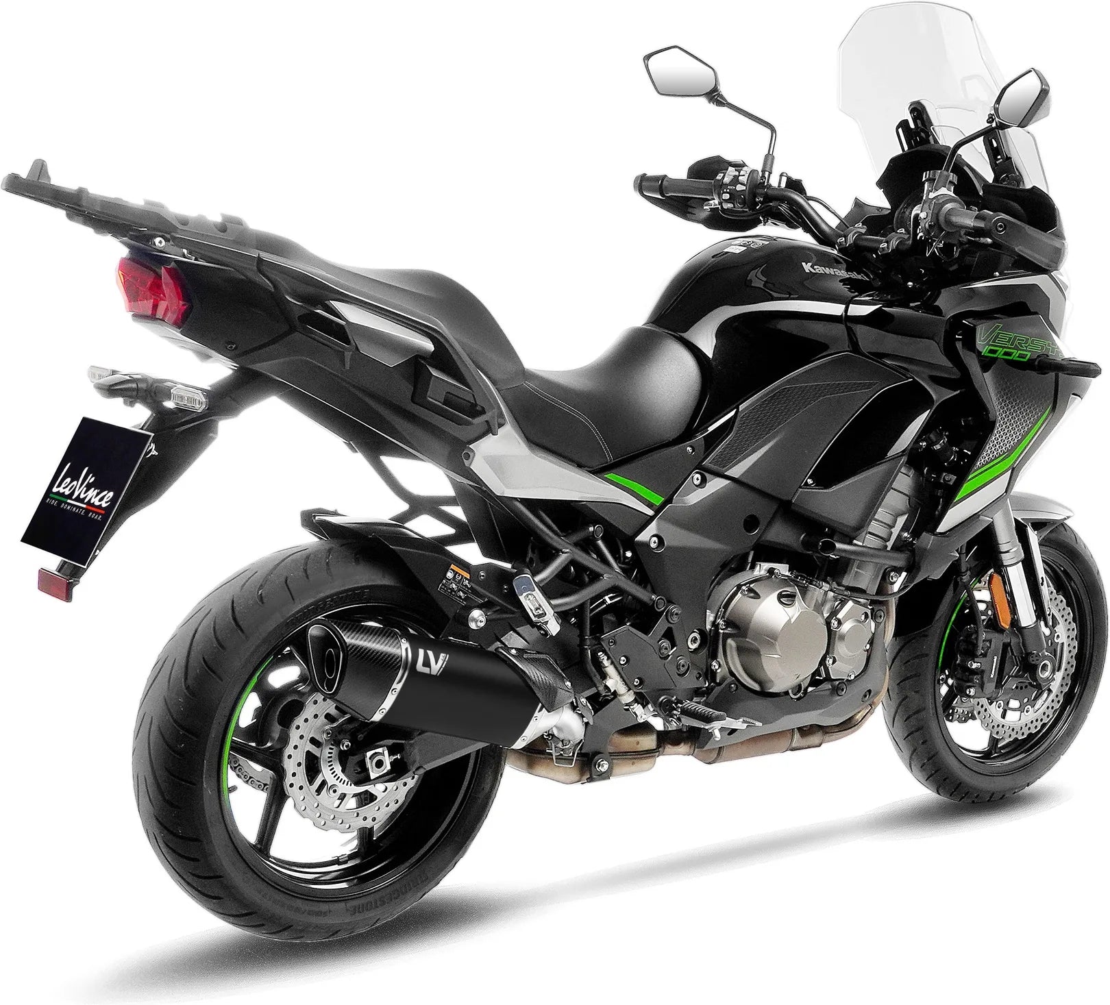 Auspuffendrohr Ohne Geräuschzulassung Lv-14 R Edelstahl Schwarz Endkappe Carbon Fiber - Leovince Kompatibel Mit Kawasaki Versys 1000 (2019-2024)