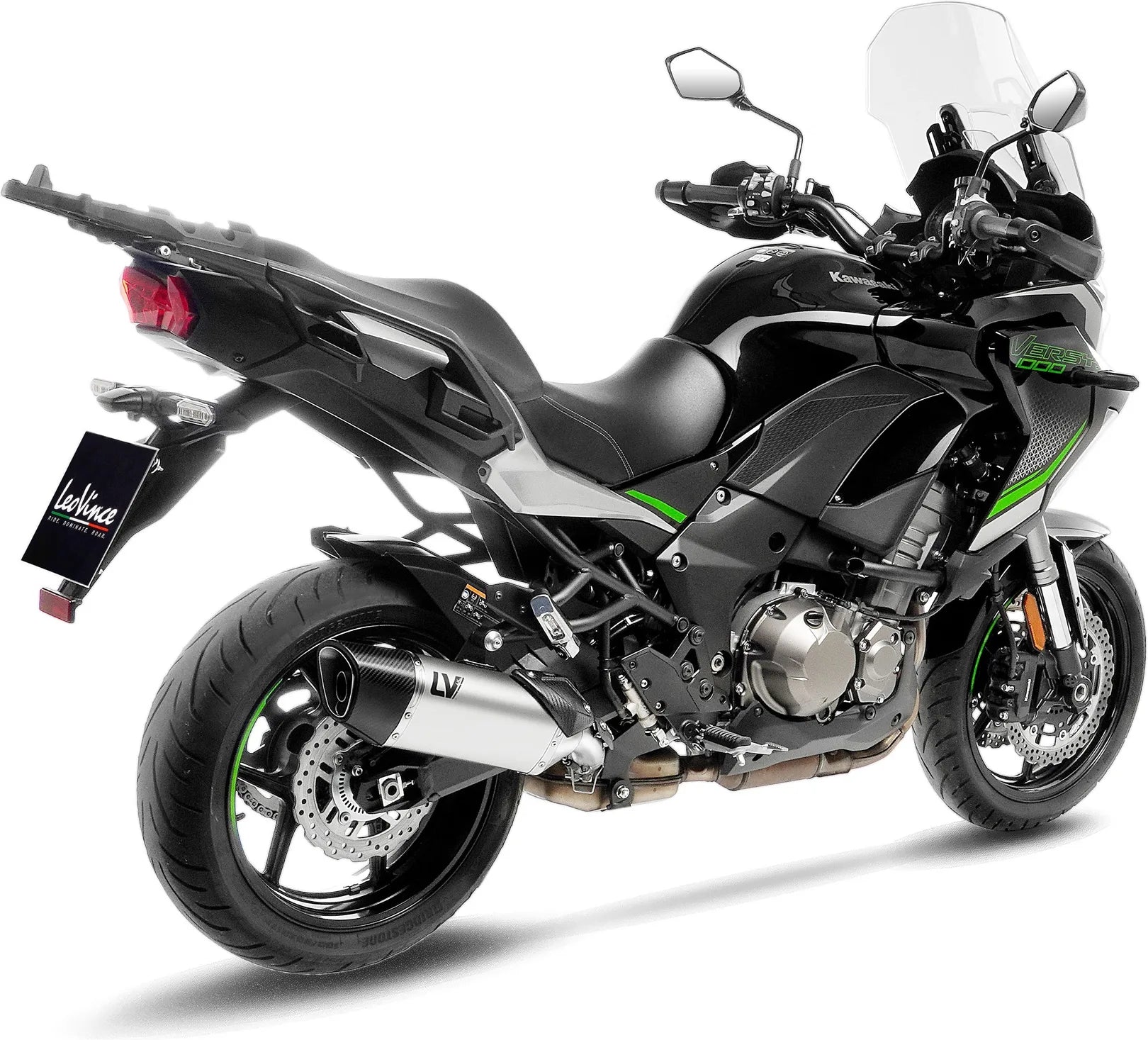 Auspuffendstück Mit Geräuschzulassung Lv-14 R Edelstahl Endkappe Carbon Fiber - Leovince Kompatibel Mit Kawasaki Versys 1000 (2019-2024)