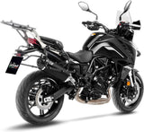 Auspuffendstück Mit Geräuschzulassung Lv-14 Edelstahl Schwarz Endkappe Carbon Fiber - Leovince Kompatibel Mit Benelli Trk 702 - X (2023-2024)