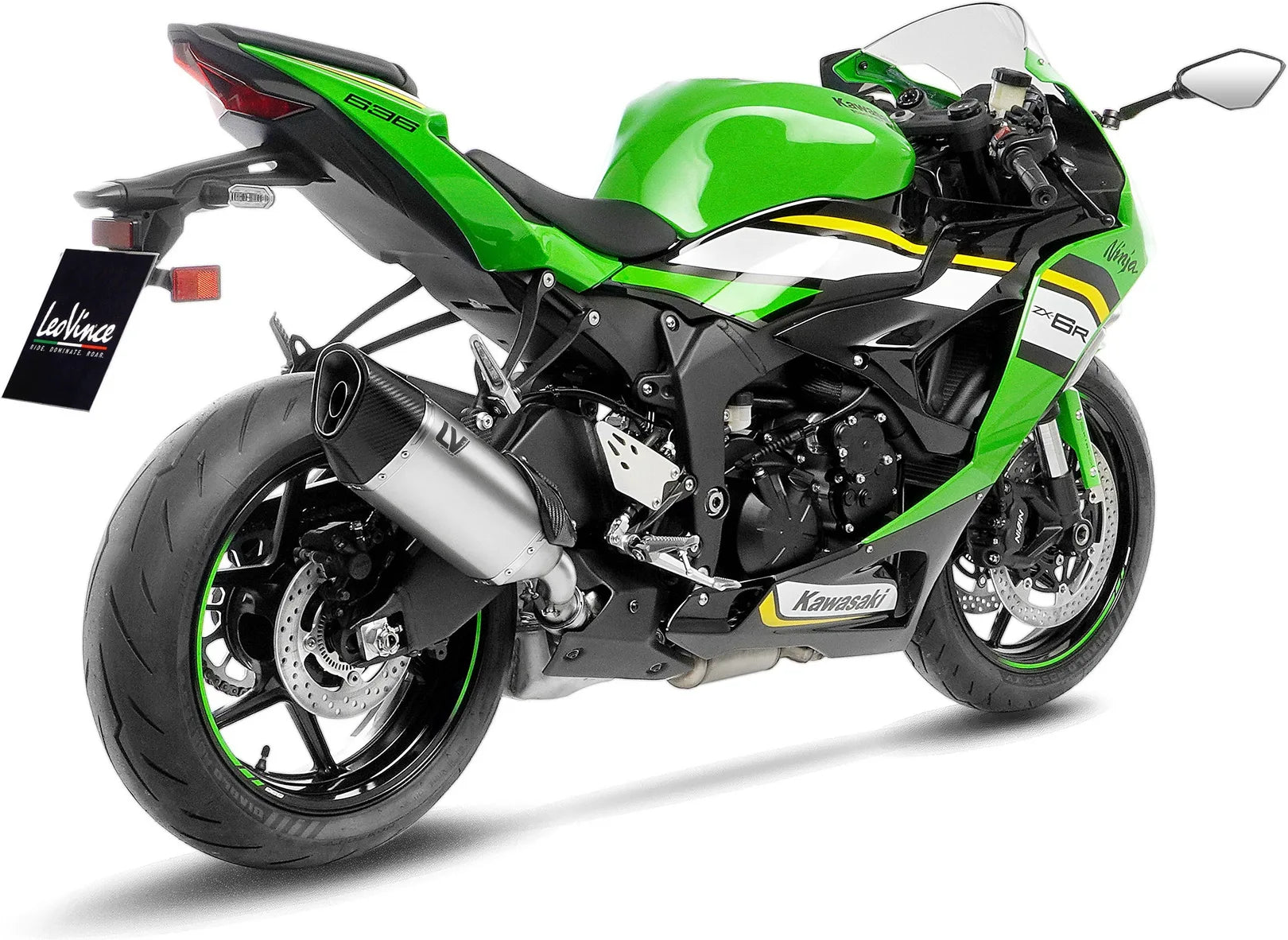 Auspuffendstück Mit Geräuschzulassung Lv-14 R Titan Endkappe Carbon Fiber - Leovince Kompatibel Mit Kawasaki Zx 6R Ninja (2019-2020)